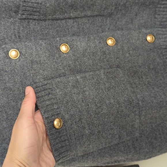 ZARA WOMAN GRAY KNIT POCKET MINI DRESS Gold buttons Long sleeves 3920/031 S NWT - Picture 10 of 13